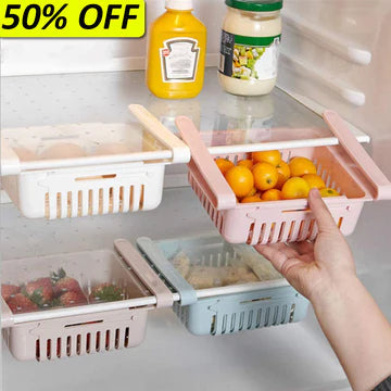 Adjustable Fridge Storage Basket Expandable Rack Plastic Space Saver Food Organizer Tray(PACK OF 3)