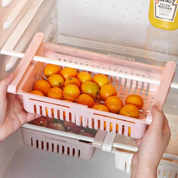 Adjustable Fridge Storage Basket Expandable Rack Plastic Space Saver Food Organizer Tray(PACK OF 3)