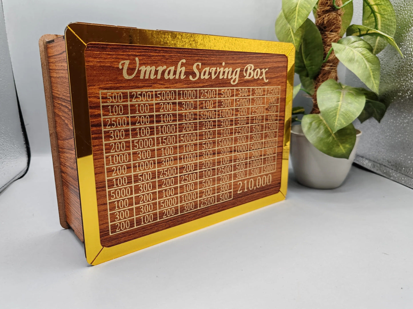Umrah Saving Box – 280 Days Wooden Islamic Money Box for Hajj & Umrah Fund