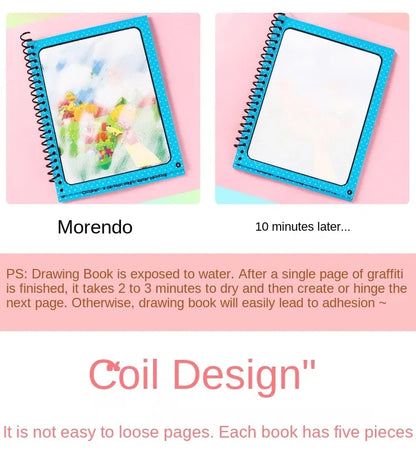 Reusable 8 pages Magic Water Painting & Drawing Board Book with Pen