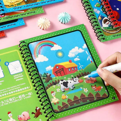 Reusable 8 pages Magic Water Painting & Drawing Board Book with Pen