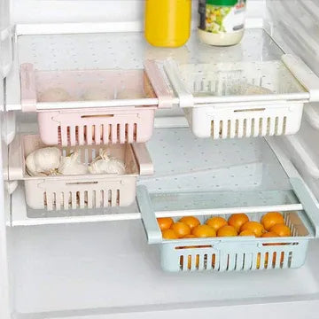 Adjustable Fridge Storage Basket Expandable Rack Plastic Space Saver Food Organizer Tray(PACK OF 3)