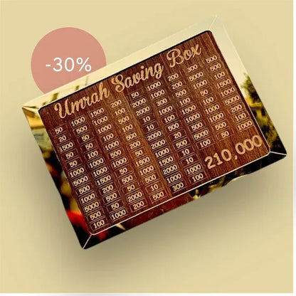 Umrah Saving Box – 280 Days Wooden Islamic Money Box for Hajj & Umrah Fund