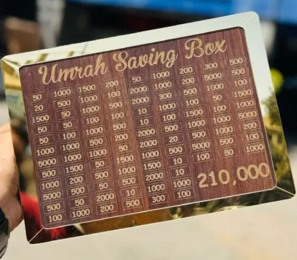 Umrah Saving Box – 280 Days Wooden Islamic Money Box for Hajj & Umrah Fund